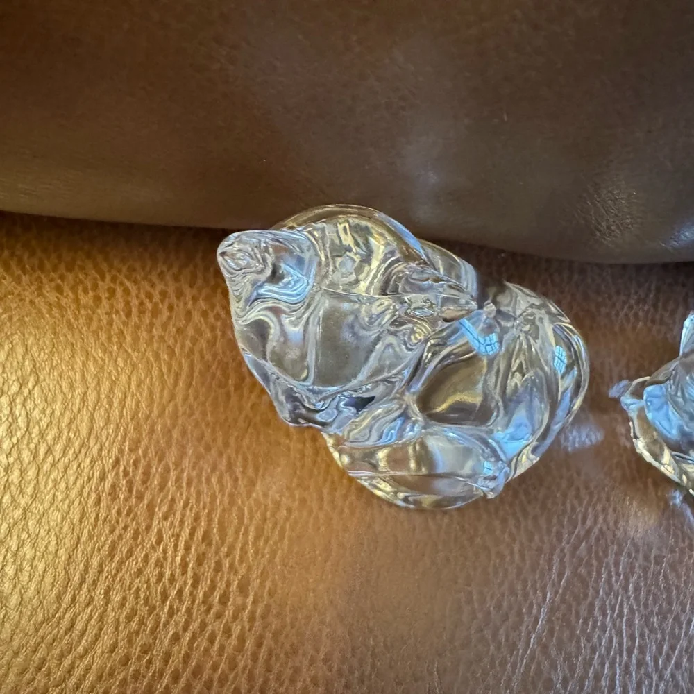 Vintage 1990s Lennox clear crystal cat salt and pepper shakers-made in Germany